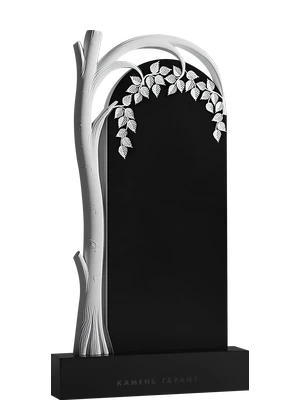 Памятник с изящным барельефом ствола березы и листвы